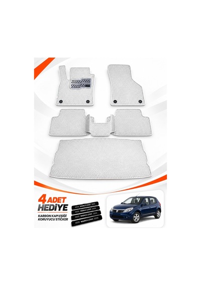 Dacia Sandero 2008-2012 Uyumlu Eva Oto Paspas Bagaj Paspası Dahil Beyaz