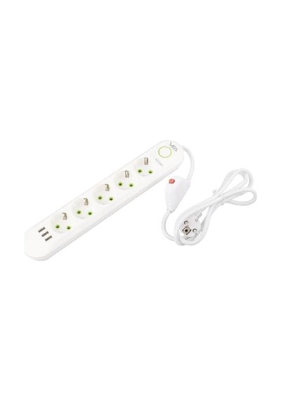 Akım Korumalı, 5'li Çoklu, 3 Usb, 1.5 Mt Kablo, Anahtarlı Grup Priz, Usbli, Isıya Dayanıklı, 3000 Watt Gücünde
