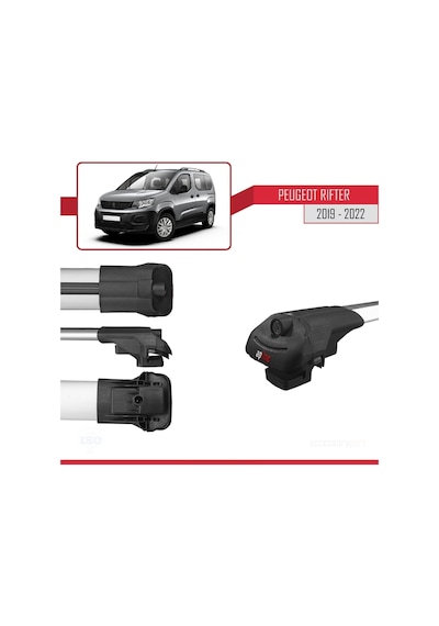 Peugeot Rifter 2019-2022 Arası İle Uyumlu Ace-1 Ara Atkı Tavan Barı Gri 4 Adet Bar