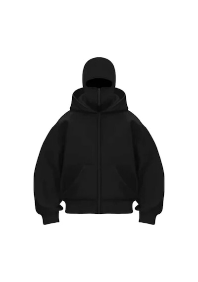 Efnaz Style Samuray Ninja Çift Kapşonlu Zıp Fermuarlı Kanguru Çepli Hoodie Maske Detaylı Swetshirt - Siyah Efnaz Style Samuray Ninja Çift Kapşonlu Zıp Fermuarlı Kanguru Çepli Hoodie Maske Detaylı Swetshirt - Siyah
