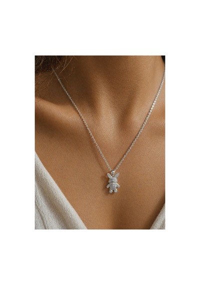 Rabbit Gümüş Tavşan Zirkon Kolye Charm Koleksiyonu Xuping Altın Kaplama Suya Dayanıklı