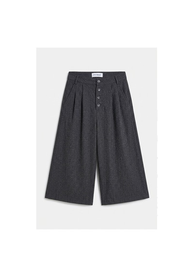 Kadın Antrasit Çizgili W6-45 Baggy Bermuda Şort Pantolon