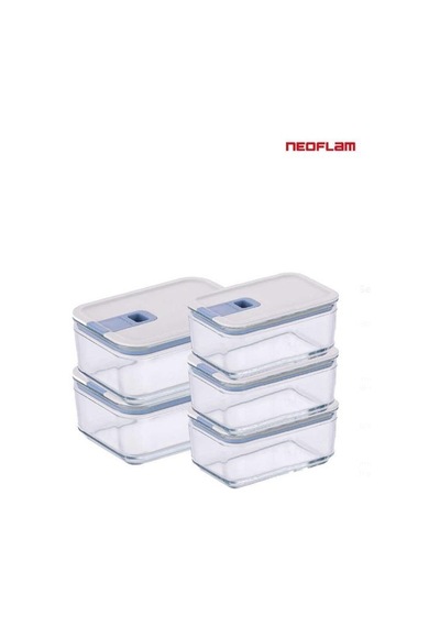 Neoflam Perfect Seal Dikdötgen 5 Parça Cam Saklama Kabı Seti Beyaz Neoflam Perfect Seal Dikdötgen 5 Parça Cam Saklama Kabı Seti Beyaz