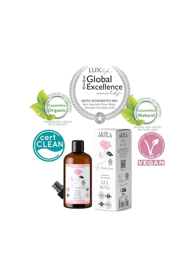 Akita Doğal Yağı Alınmamış Gül Suyu Cam Şişe 100 ML