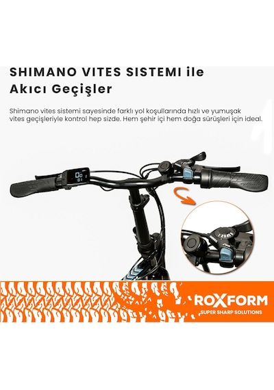 Roxform R-100 Elektrikli Katlanabilir Bisiklet 20 İnç Şehir Bisikleti Titanyum Mavi