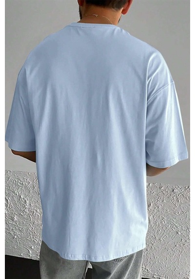 Erkek Beach Baskılı Oversize Tshirt Bebemavi Bebek Mavisi