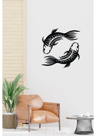 Koi Balığı Duvar Süsü Tablo - 35x35 Cm, Feng Shui Sembolü