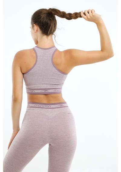 Maraton Active Slimfit Kadın Bisiklet Yaka Kolsuz Basic Lila Bra 813076-Lila