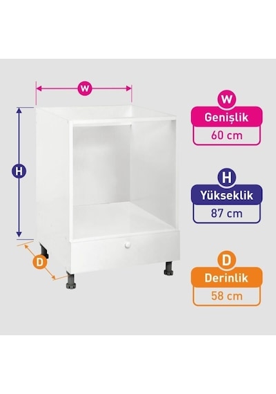 Makbulce Ankastre Mutfak Dolabı Düz-çekmeceli-kapaklı Modül Tüm Setlere Beyaz