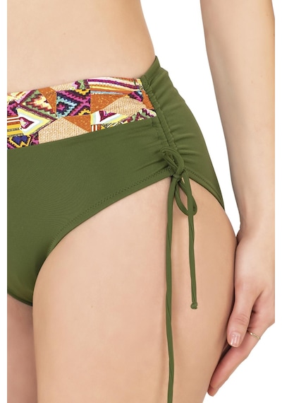 Endeep Kadın Büyük Beden Balenli Destekli Kolaj Desenli Bikini Takımı Yeşil