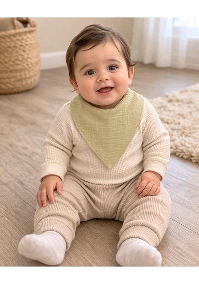 Enhitbaby 5 Adet Sıvı Geçirmez Müslin Fular Önlük Set,%100 Pamuk, Yıkanabilir Çok Renkli