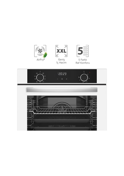 Simfer 8216 10 Fonksiyon Airfry Beyaz Cam Ankastre Fırın Dijital