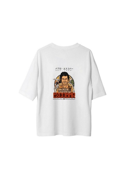 The Mgs Collective Escobar Alias Oversize Grafik Baskılı Unisex Beyaz T-shirt