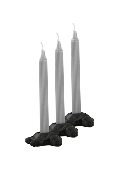 Mumluk Şamdan 3 Adet Tealight Ve İnce Mum Uyumlu Kaplumbağa Model - Siyah