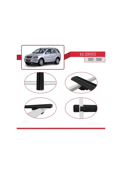 Kia Sorento 2002-2009 Arası İle Uyumlu Basic Model Ara Atkı Tavan Barı Siyah 3 Adet