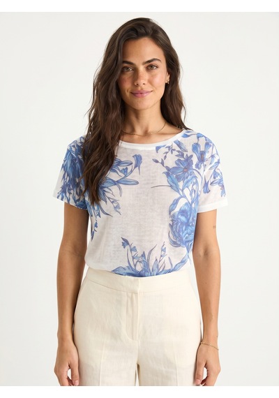 Onloox Kadın Beyaz-mavi Beyaz Mavi Pamuklu Likralı Bisiklet Yaka Regular Form Dijital Desen Baskılı Örme T-shirt Onloox Kadın Beyaz-mavi Beyaz Mavi Pamuklu Likralı Bisiklet Yaka Regular Form Dijital Desen Baskılı Örme T-shirt