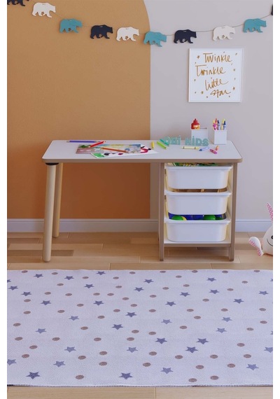 Oyun & Aktivite Masası 90x45 Cm Oyuncak Dolabı 3 Sepetli Çocuk Çalışma Masası Oyun Masası - Beyaz Çok Renkli