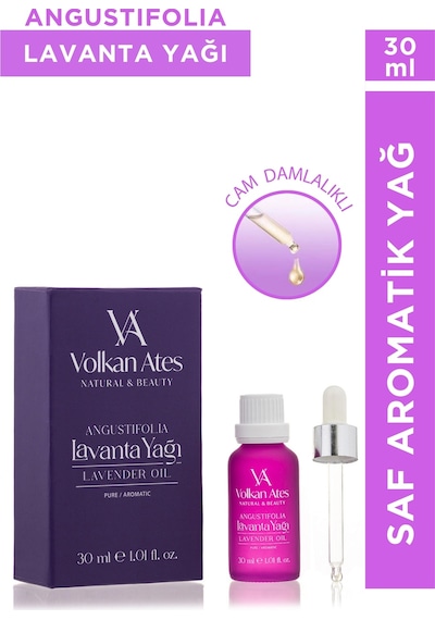 Volkan Ates Natural & Beauty Lavandula Angustifolia Saf Lavanta Yağı Cam Damlalıklı 30 Ml