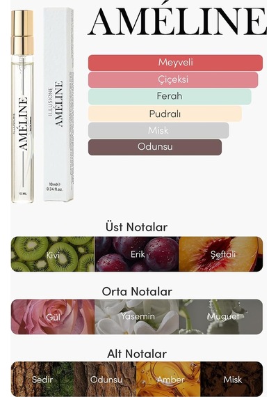 Lexroo Améline Edp Kadın Parfüm Seyahat Boy 10 Ml Pudramsı - Çiçeksi - Fresh Yasemin, Misk
