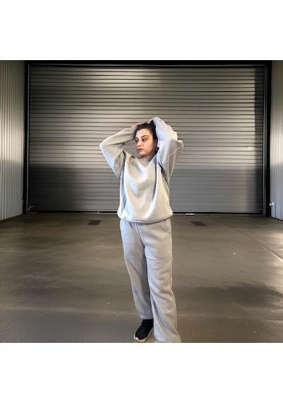 Ceyss Design Unisex Üç İplik Şardonlu Sweatshirt Eşofman Takımı-açık Gri Açık Gri