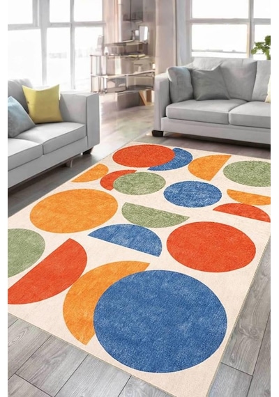 Çam Halı Siesta Kids 32-581 Modern Desenli Dokuma Tabanlı Yıkanabilir Şönil Çocuk Odası Halısı Multi