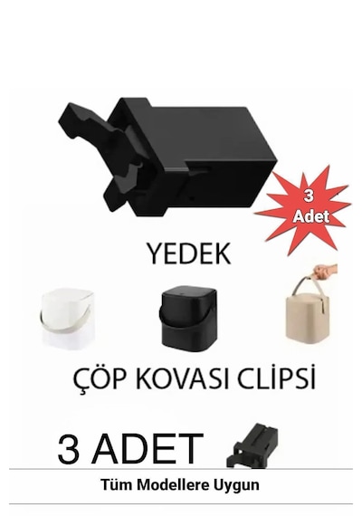 Sihirli Çöp Kovası,tuffex, Switch Yedek Kilit 3 Adet Yedek Kilit Klipsi Tüm Litre Ve Modellere Uygun Siyah