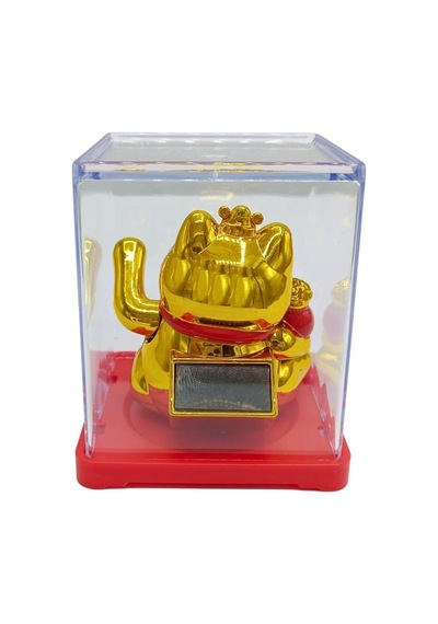 Maneki Neko El Sallayan Mini Şans Kedisi Gold Solar Güneş Enerjili 5x5cm F9gld09