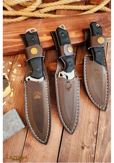 Lazbisa Outdoor Piknik Kamp Bıçağı Bıçak Kılıflı Mutfak Bıçağı Çakısı Siyah