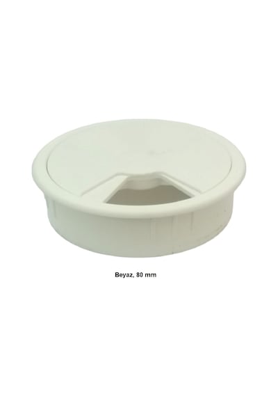 Masaüstü Kablo Kanalı Deliği Kapağı Beyaz 8 Cm