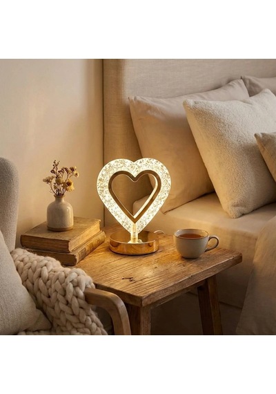 Şeklinde Kristal Led Masa Lambası Dokunmatik, 3 Renk Işık Modlu, Şarjlı Mini Dekoratif Gece Lambası Beyaz