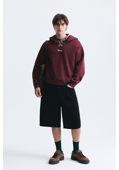Vamos Boxy Fit Metal Klips Kapama Sweatshirt Bordo