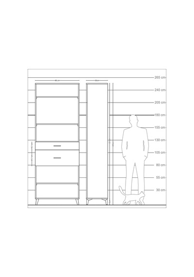 Arges Dolap 4 Raflı 2 Çekmeceli 88x30x243 Aytaşı-aytaşı Aytası