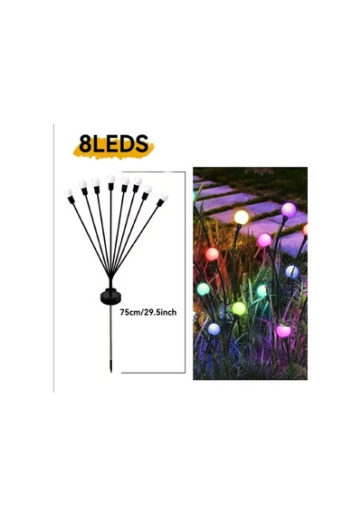 2 Adet Güneş Enerjili Rgb 8 Top Çok Renkli Ateş Böceği Led Bahçe Aydınlatma Solar Bahçe Süsü Diğer