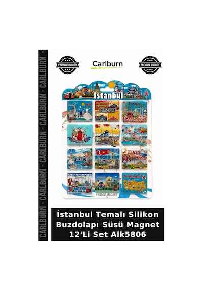 Özel Üretim Hediyelik Hatıra Mutfak İstanbul Temalı Silikon Buzdolapı Süsü Magnet 12'li Set Alk5806
