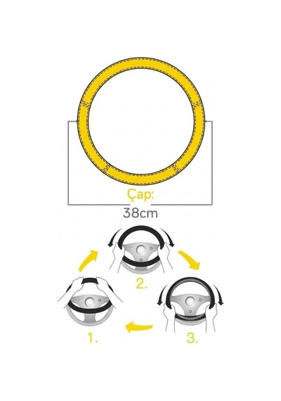 Direksiyon Kılıfı 38cm Geçmeli Dokuma Kokusuz Kaymaz Terletmez 36-37-38cm Uyumlu Nakışlı Suni Deri Siyah Üzeri Kırmızı İşlemeli F-332 Kırmızı - Siyah