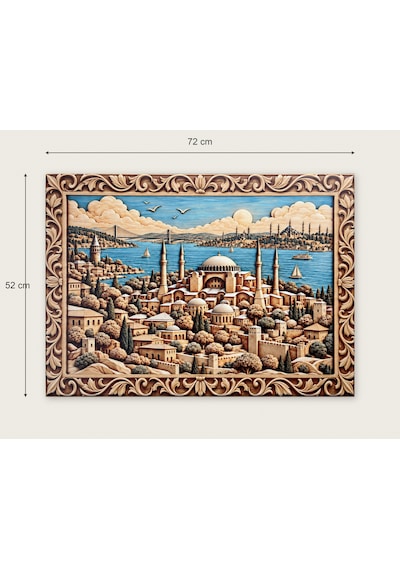 Ahşap Oyma Çerçeve Görünümlü İstanbul Silüeti Ve Ayasofya Temalı Dekoratif Ahşap Tablo 72 52 Cm Açıklama: Uv Baskı Tablodur, 3 Boyutlu Değildir. Ahşap Oyma Çerçeve Görünümlü İstanbul Silüeti Ve Ayasofya Temalı Dekoratif Ahşap Tablo 72 52 Cm Açıklama: Uv Baskı Tablodur, 3 Boyutlu Değildir.