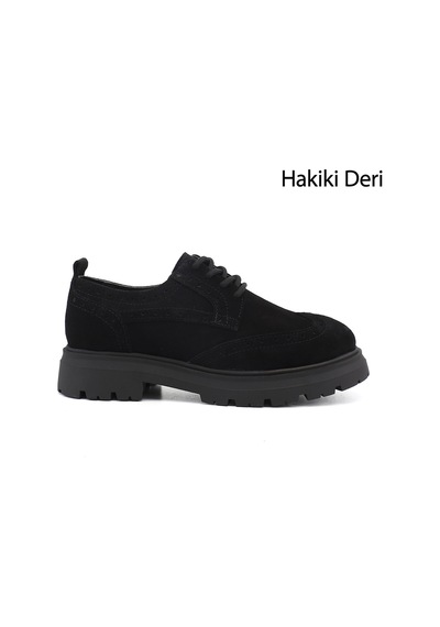 Gönderir Kadın Siyah Süet Bağcıklı Hakiki Deri Ayakkabı Ddza87142981