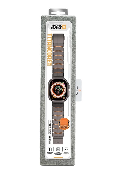 Watch 42mm Uyumlu Mohseven İwatch Titancore No.1 Metal Kordon Siyah - Turuncu