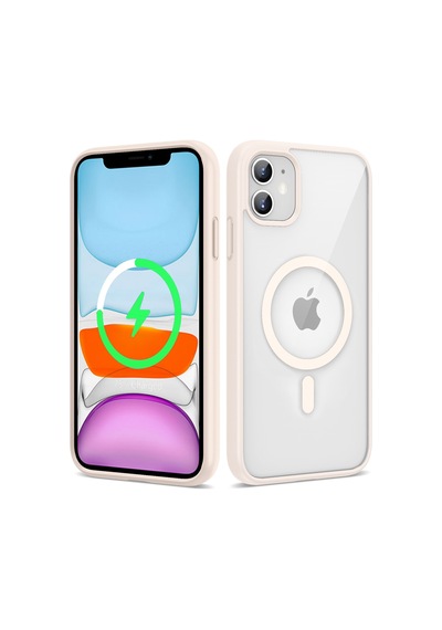 Apple iPhone Uyumlu 11 Kılıf Kenarlar İnce Arka Kısım Magsafe Kamera Yükseltili Silikon Pazarplus Pembe