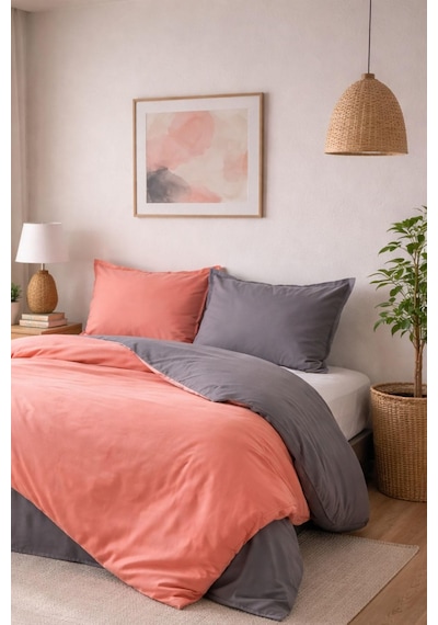Özdilek Colormix Nevresim Takımı Çift Kişilik - Kiremit-antrasit Renkli