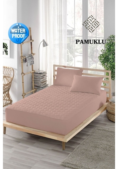 Ely Parker Alez Sıvı Geçirmez Pamuk Kapitoneli Fitted Çift Kişilik Tek Kişilik Bebek Alezi ELYMKRKAPFIT00 Pembe