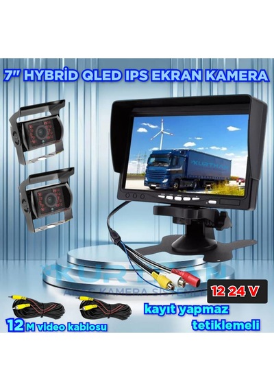 7 İnç Ips Qled Monitör Ve 2 Adet Metal Kasa Kamera 12 24 Volt