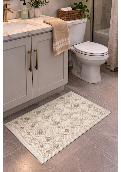 Sakura Sk018a Doğal Pamuk 2'li Banyo Paspas Seti 60x100 60x50cm Kaymaz Taban Makinada Yıkanabilir Renkli