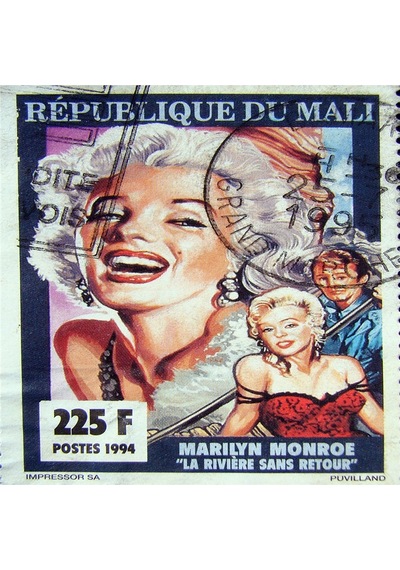 Marilyn Monroe Pul Ve Portreleri Doğal Taş Bardak Altlığı 4'lü Set - Natural Stone Coasters - Taş Çok Renkli
