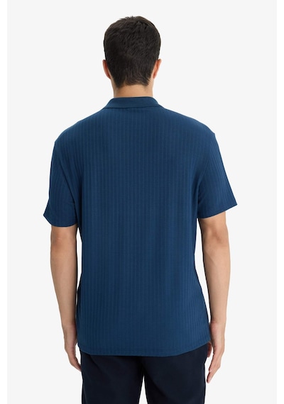 Defacto Regular Fit Krinkıl Polo Yaka Kısa Kollu Tişört E1207ax25aunv147 Lacivert