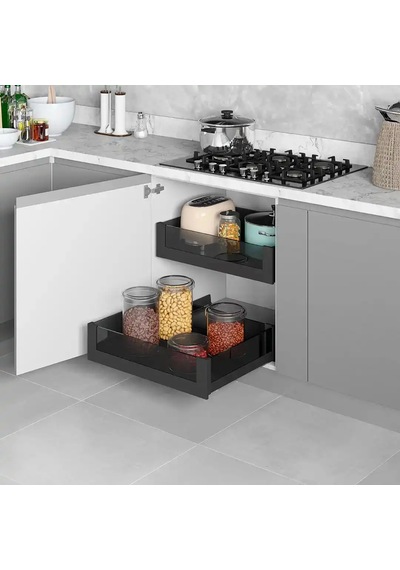 Starax Premium Bağımsız Çift Açılım Gizli Raylı Çekmece Frenli Modül 80cm Antrasit S-2338-p-a Starax Premium Bağımsız Çift Açılım Gizli Raylı Çekmece Frenli Modül 80cm Antrasit S-2338-p-a