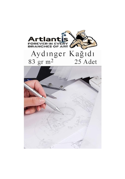Aydınger Kağıdı A3 83 Gr 25'li 1 Paket Eskiz Kağıdı Lineplus Asetat Kalemi S 0.3 Siyah Kırmızı Mavi