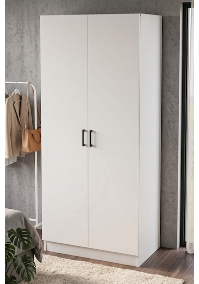 Velora Gardrop Askılı Elbise Dolabı Raflı Elbise Dolabı Beyaz