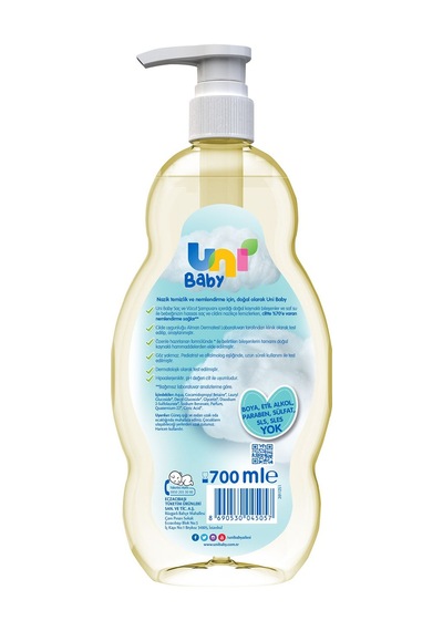 Uni Baby Bebek Saç Ve Vücut Şampuanı 700ml Klasik Pompalı 3lü