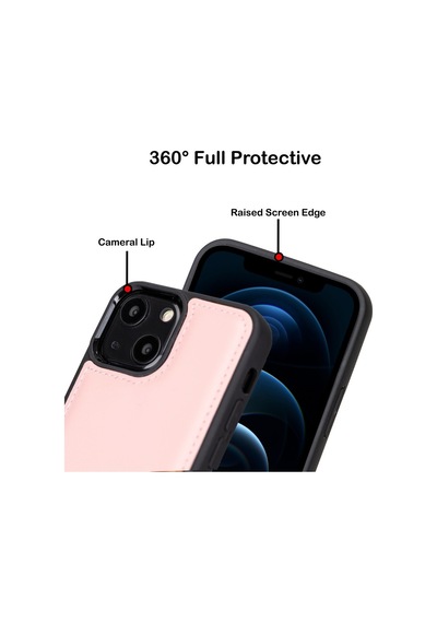 Bouletta Apple İphone 13 Mini Uyumlu Deri Arka Kapak Nu2 Pembe